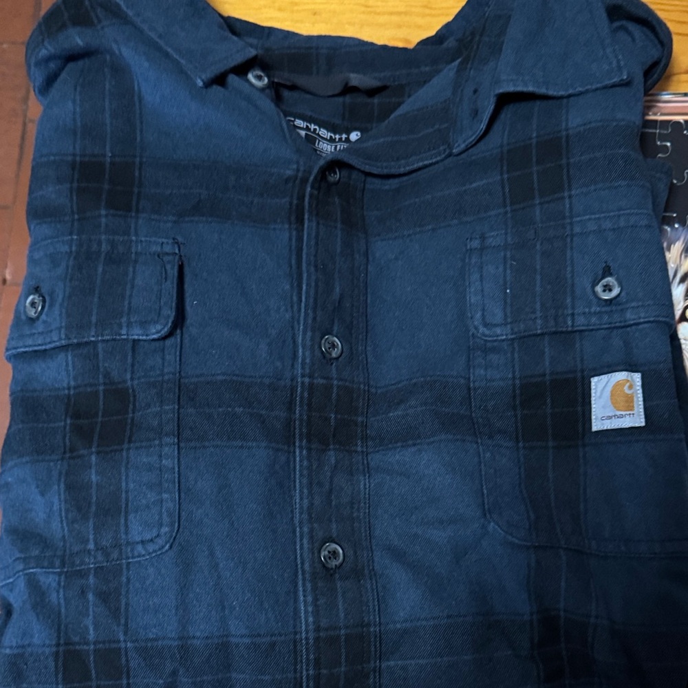 Carhartt Navy and Black Plaid Shirt